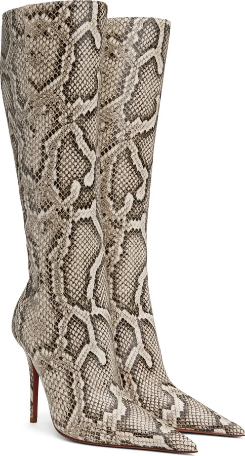 Amina Muaddi Khaki Barbara 105 Tall Boots - Image 4
