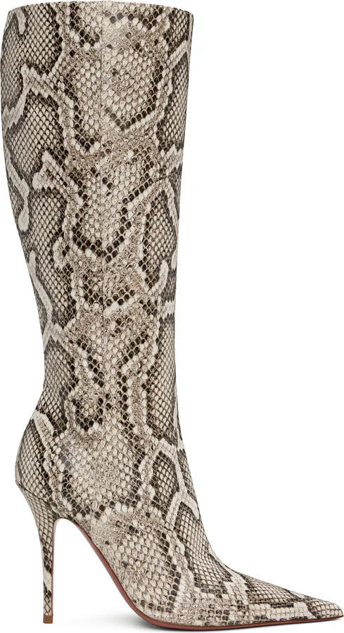 Amina Muaddi Khaki Barbara 105 Tall Boots