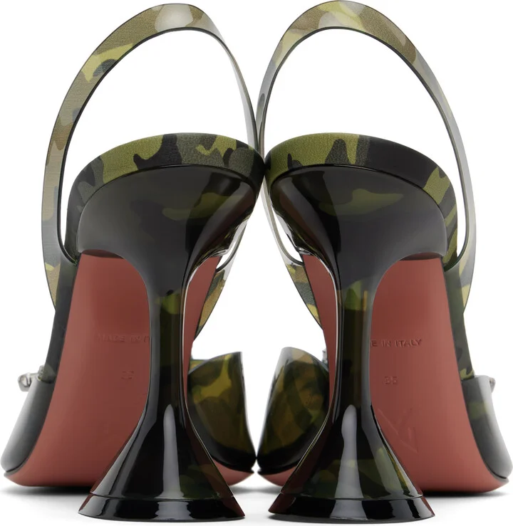 Amina Muaddi Khaki Begum Glass Sling Heels - Image 2