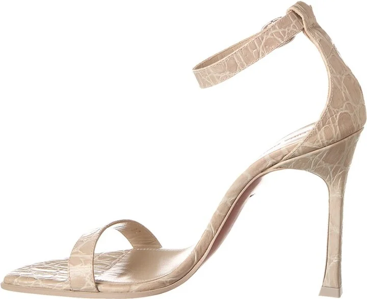 Amina Muaddi Kim 105 Croc-Embossed Leather Sandal - Image 2