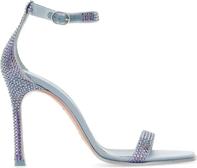 Amina Muaddi Kim Embellished Ankle Strap Sandals