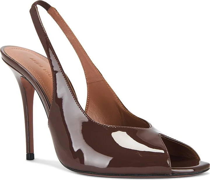 AMINA MUADDI Kristina 105 Patent Sling Pump in Brown - Image 2