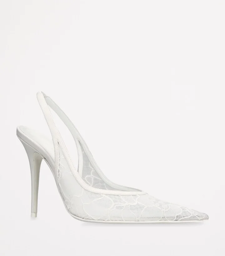 Amina Muaddi Lace Anok Slingback Pumps 105 - Image 3