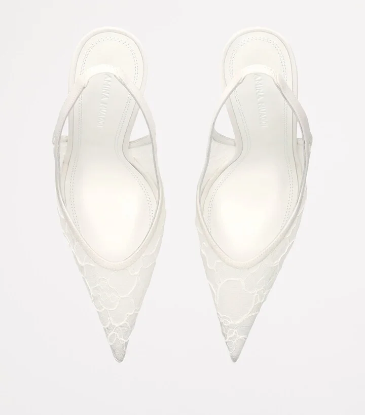 Amina Muaddi Lace Anok Slingback Pumps 105 - Image 4