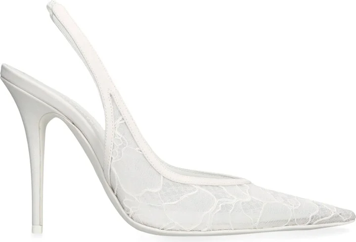 Amina Muaddi Lace Anok Slingback Pumps 105