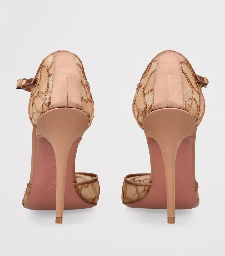 Amina Muaddi Lace Barbara Pumps 105 - Image 2