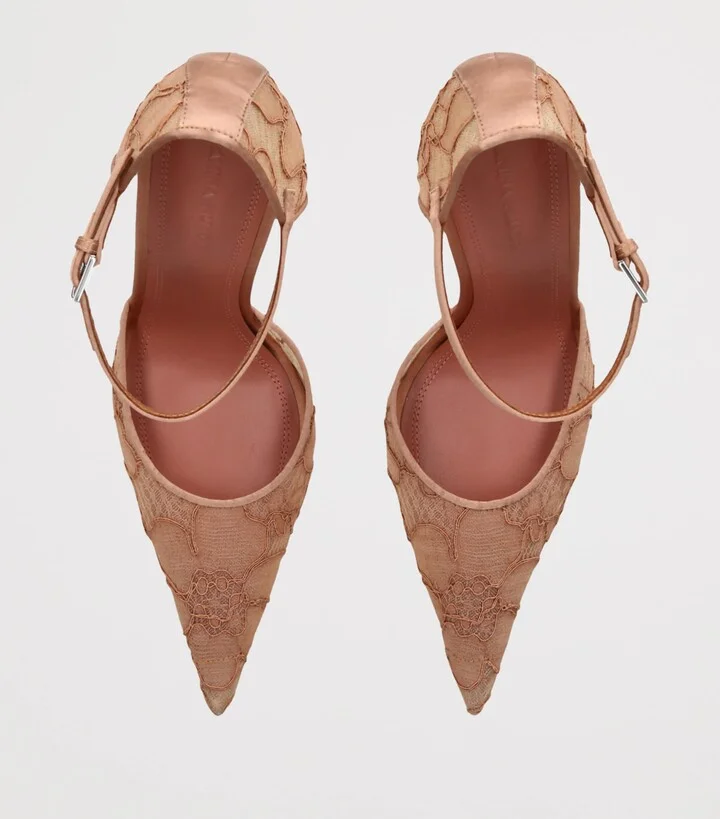 Amina Muaddi Lace Barbara Pumps 105 - Image 4