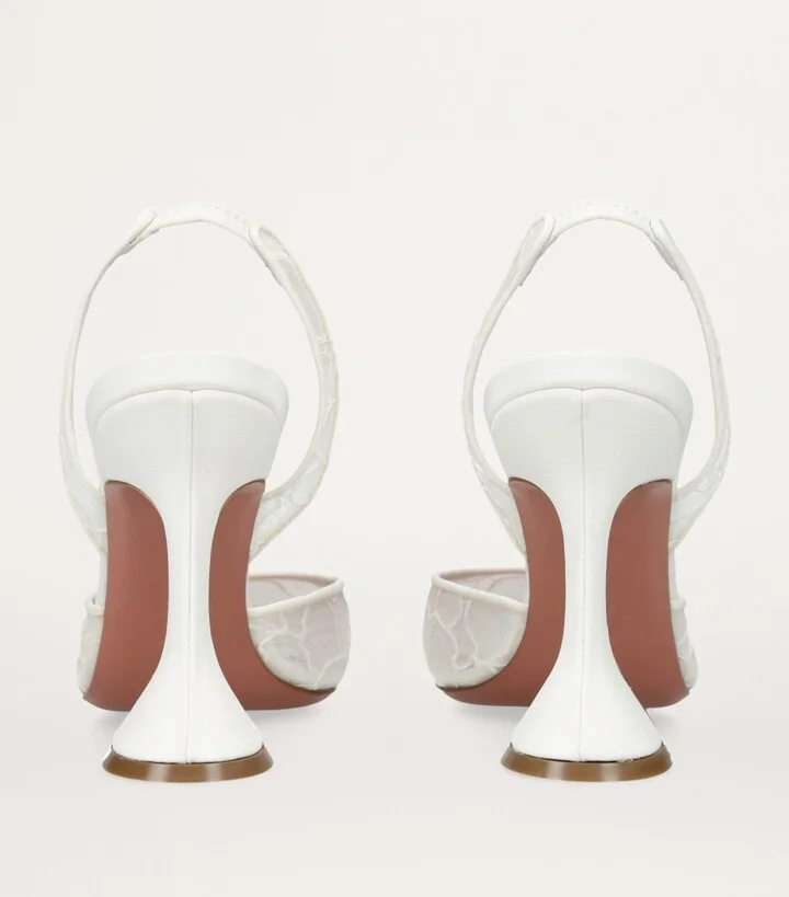 Amina Muaddi Lace Holli Slingback Heels 95 - Image 3