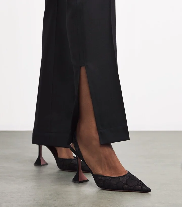 Amina Muaddi Lace Holli Slingback Heels 95 - Image 2