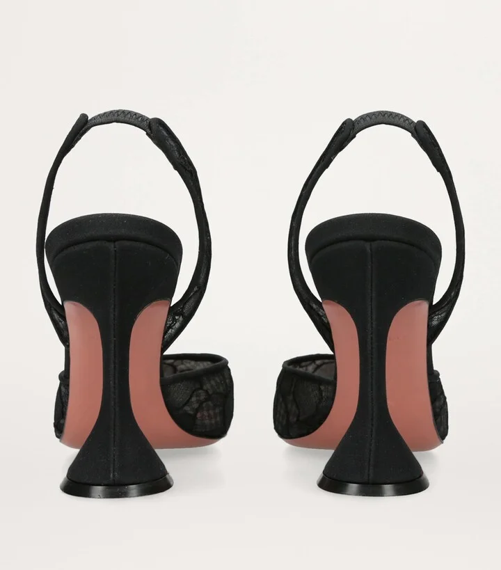 Amina Muaddi Lace Holli Slingback Heels 95 - Image 3