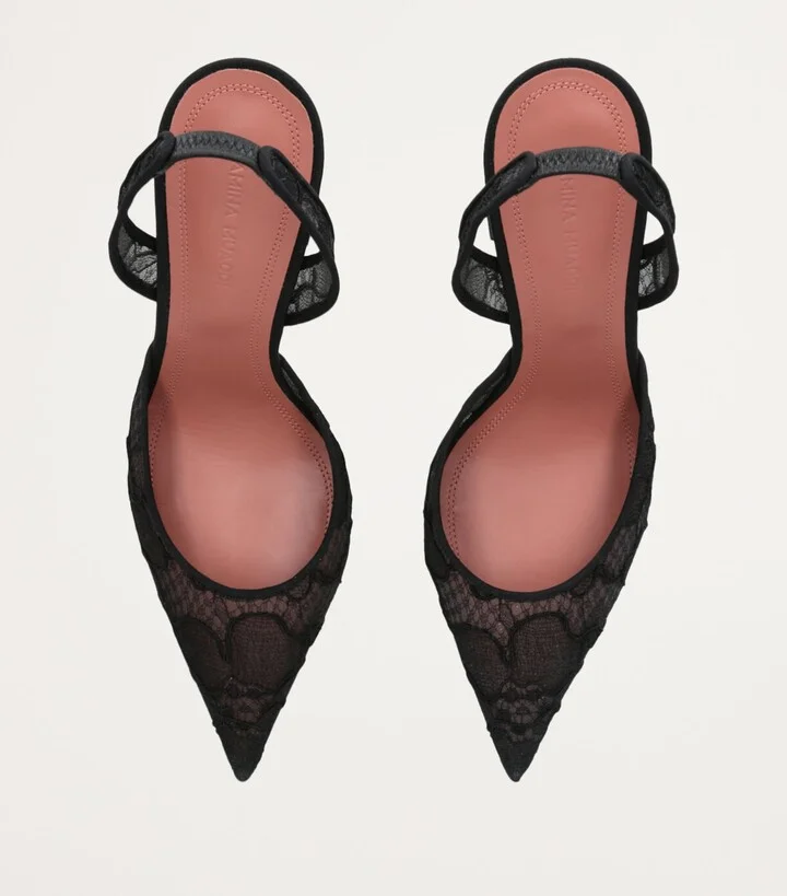 Amina Muaddi Lace Holli Slingback Heels 95 - Image 5