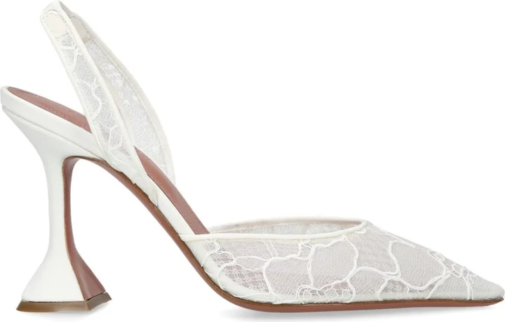 Amina Muaddi Lace Holli Slingback Heels 95