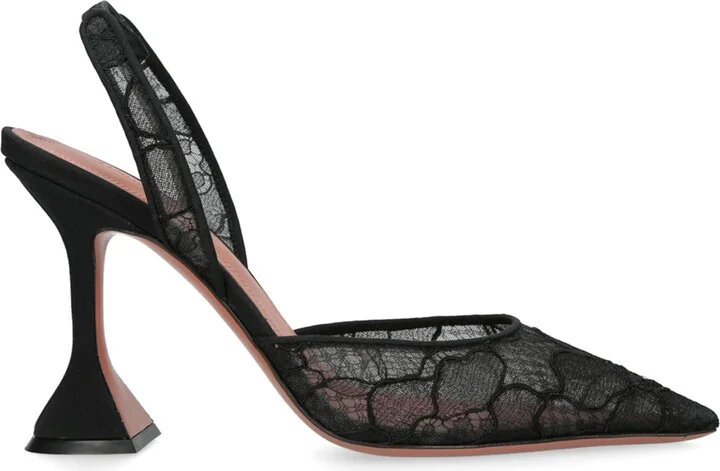 Amina Muaddi Lace Holli Slingback Heels 95