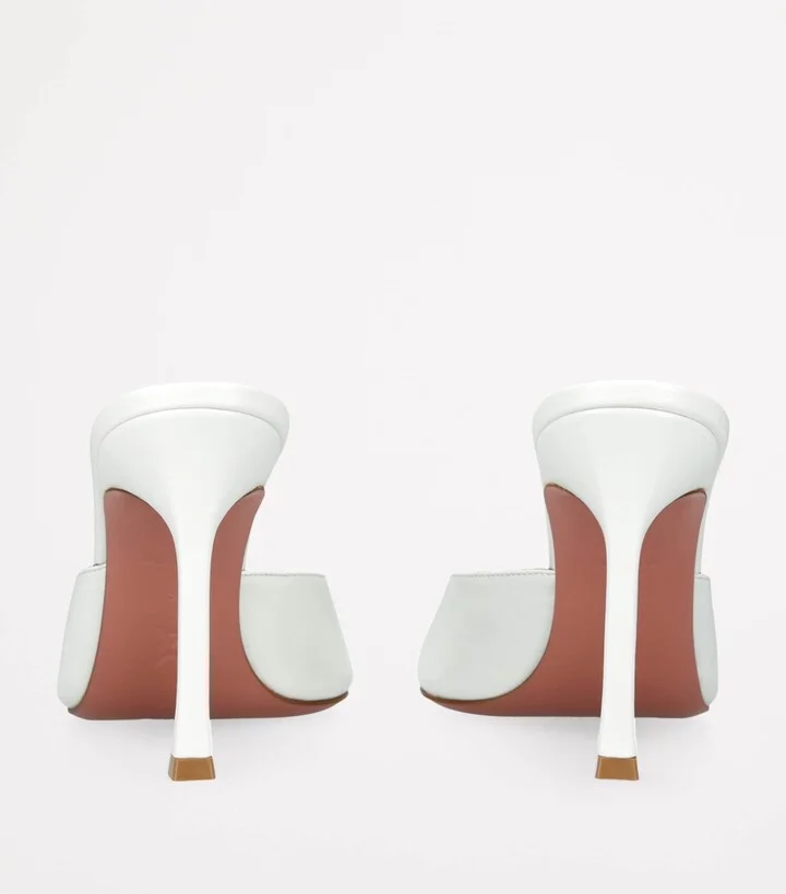Amina Muaddi Leather Alexa Heeled Mules 95 - Image 2