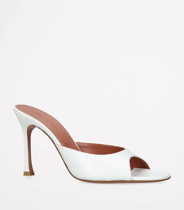 Amina Muaddi Leather Alexa Heeled Mules 95 - Image 3
