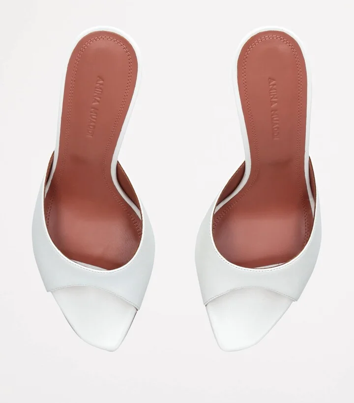 Amina Muaddi Leather Alexa Heeled Mules 95 - Image 4