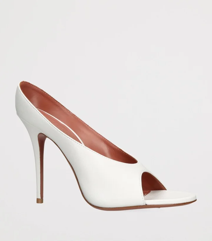 Amina Muaddi Leather Anok Heeled Slipper 105 - Image 3