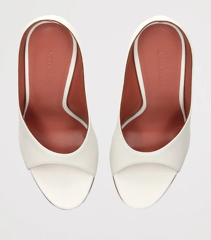 Amina Muaddi Leather Anok Heeled Slipper 105 - Image 4