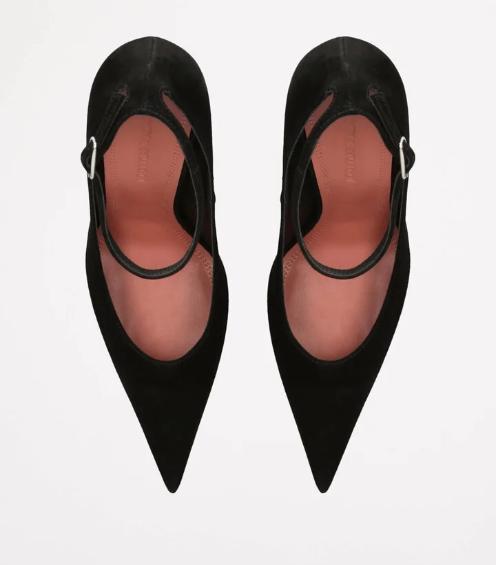 Amina Muaddi Leather Anok Pumps 105 - Image 4