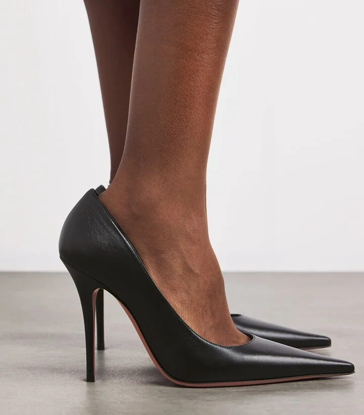 Amina Muaddi Leather Barbara Pumps 105 - Image 2