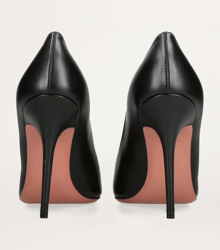 Amina Muaddi Leather Barbara Pumps 105 - Image 3