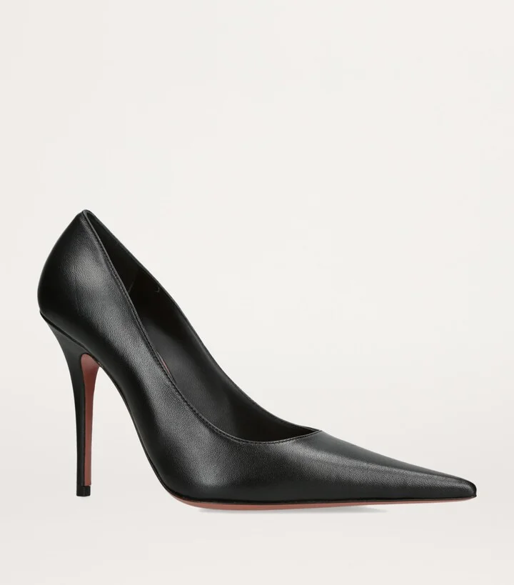 Amina Muaddi Leather Barbara Pumps 105 - Image 4