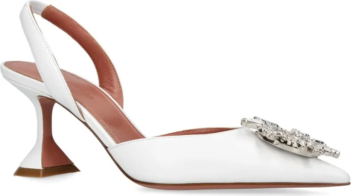 Amina Muaddi Leather Begum Slingback Pumps 70 - Image 3