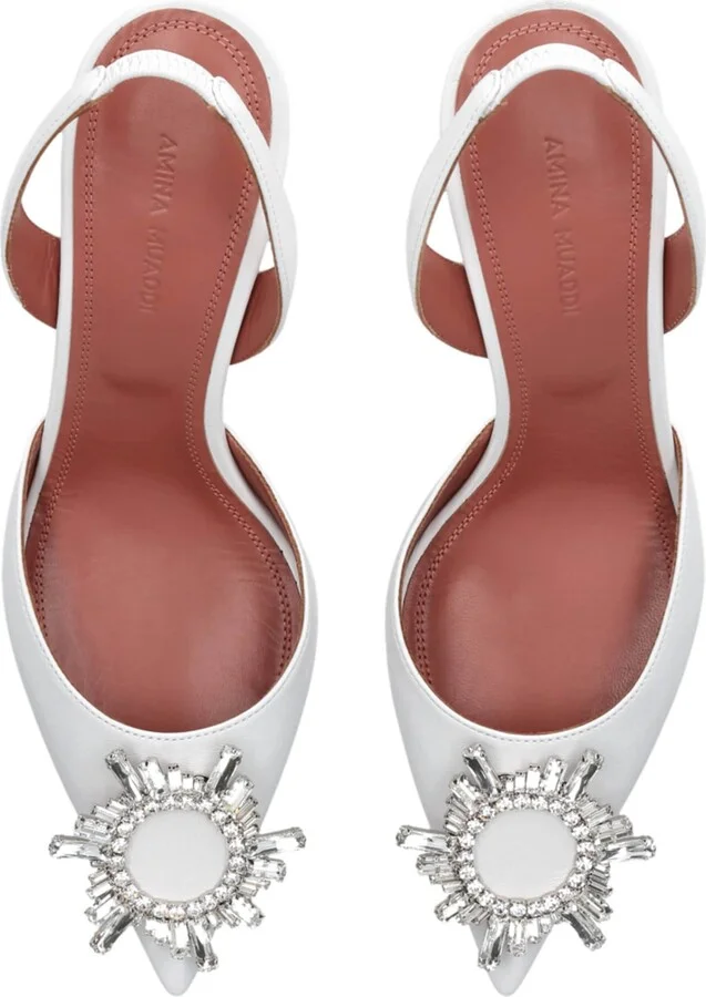 Amina Muaddi Leather Begum Slingback Pumps 70 - Image 4