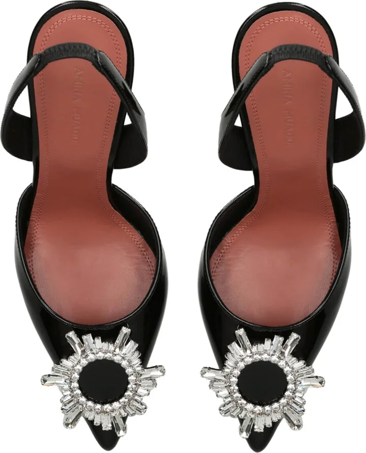 Amina Muaddi Leather Begum Slingback Pumps 95 - Image 3