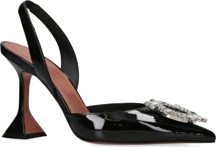 Amina Muaddi Leather Begum Slingback Pumps 95 - Image 4