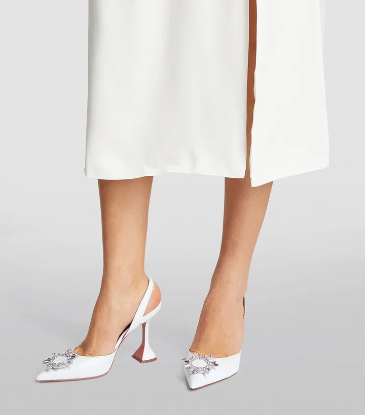Amina Muaddi Leather Begum Slingback Pumps 95 - Image 2