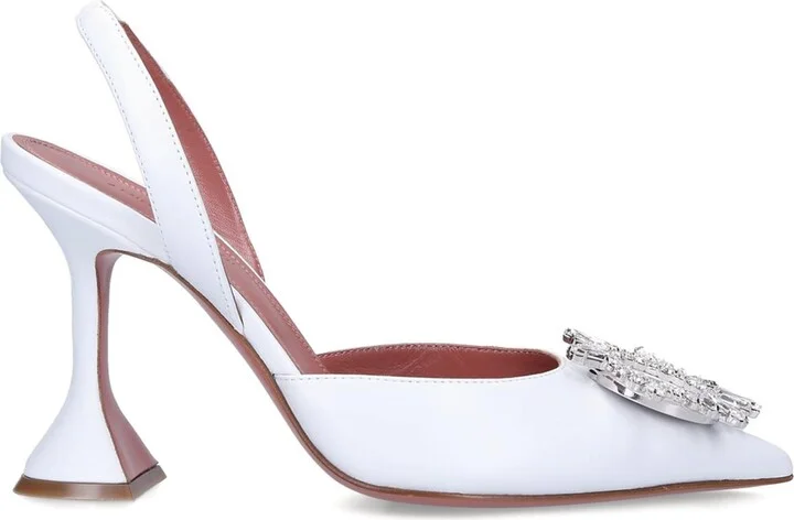Amina Muaddi Leather Begum Slingback Pumps 95 - Image 3