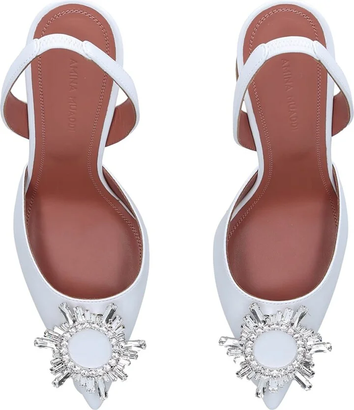 Amina Muaddi Leather Begum Slingback Pumps 95 - Image 5
