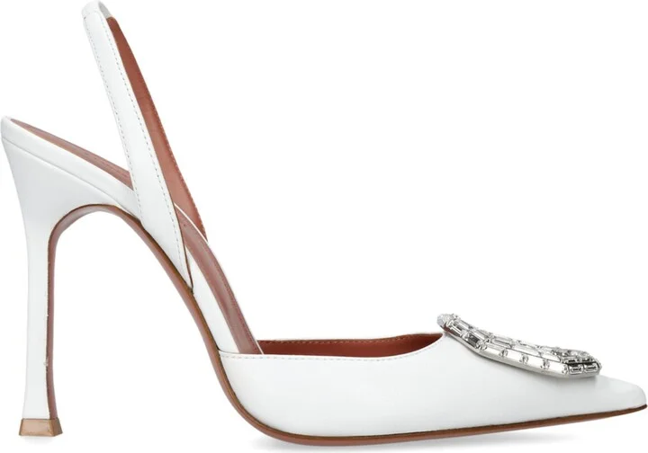 Amina Muaddi Leather Camelia Slingback Mules 105
