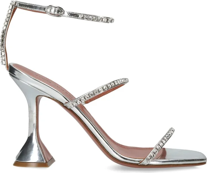 Amina Muaddi Leather Embellished Gilda Sandals 95