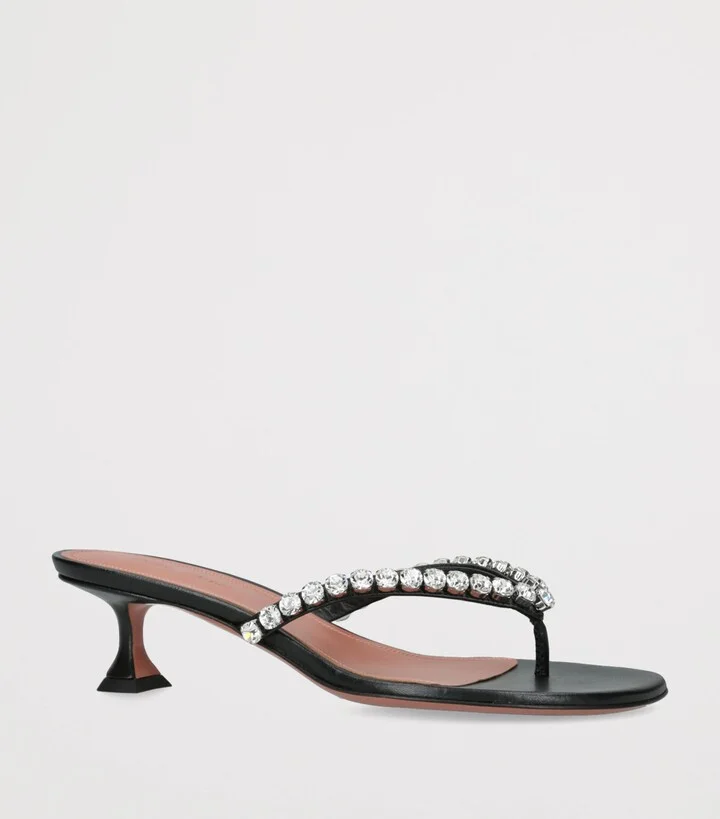 Amina Muaddi Leather Gigi Thong Sandals 45 - Image 3