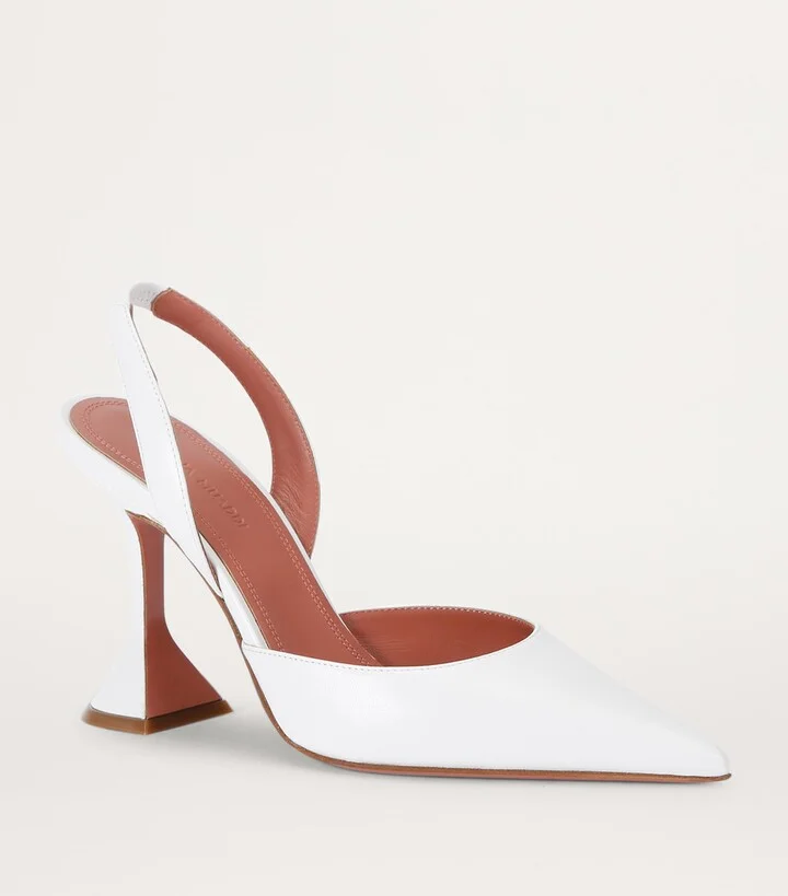 Amina Muaddi Leather Holli Slingback Pumps 95 - Image 3