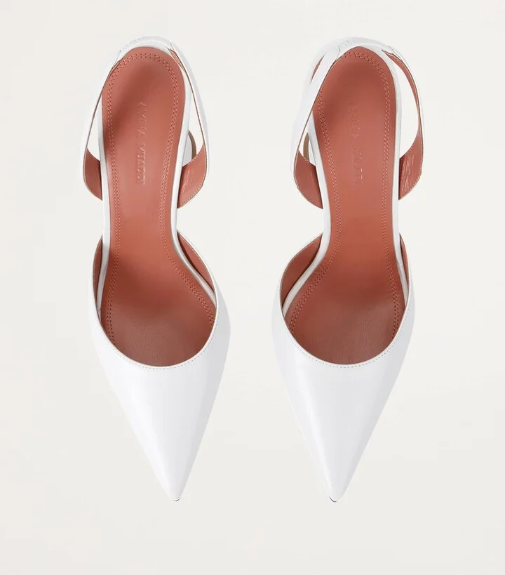 Amina Muaddi Leather Holli Slingback Pumps 95 - Image 4