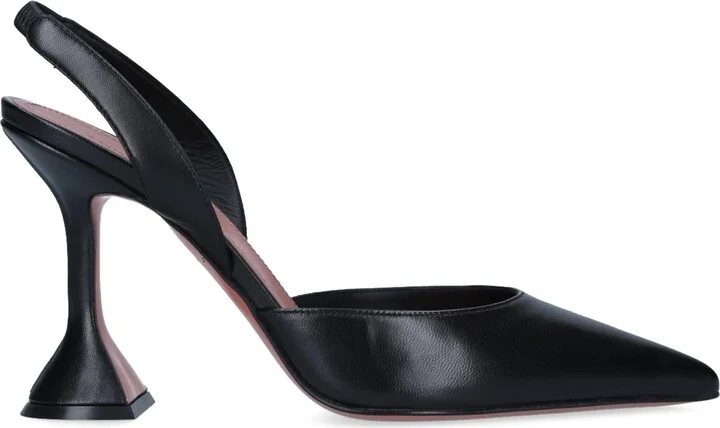 Amina Muaddi Leather Holli Slingback Pumps 95 - Image 3