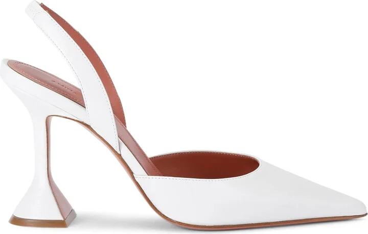 Amina Muaddi Leather Holli Slingback Pumps 95