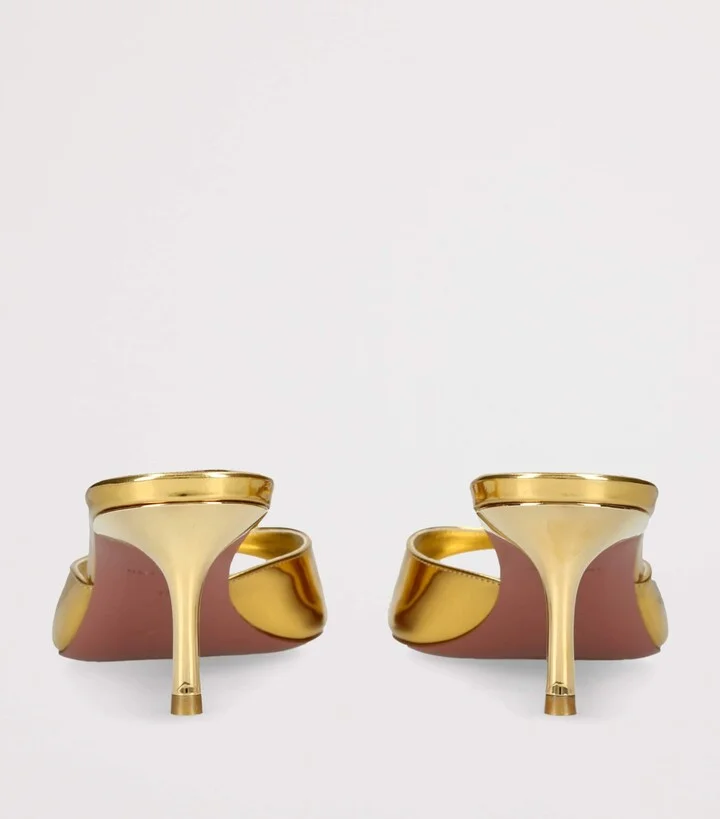 Amina Muaddi Leather Jeanne Heeled Mules 60 - Image 2