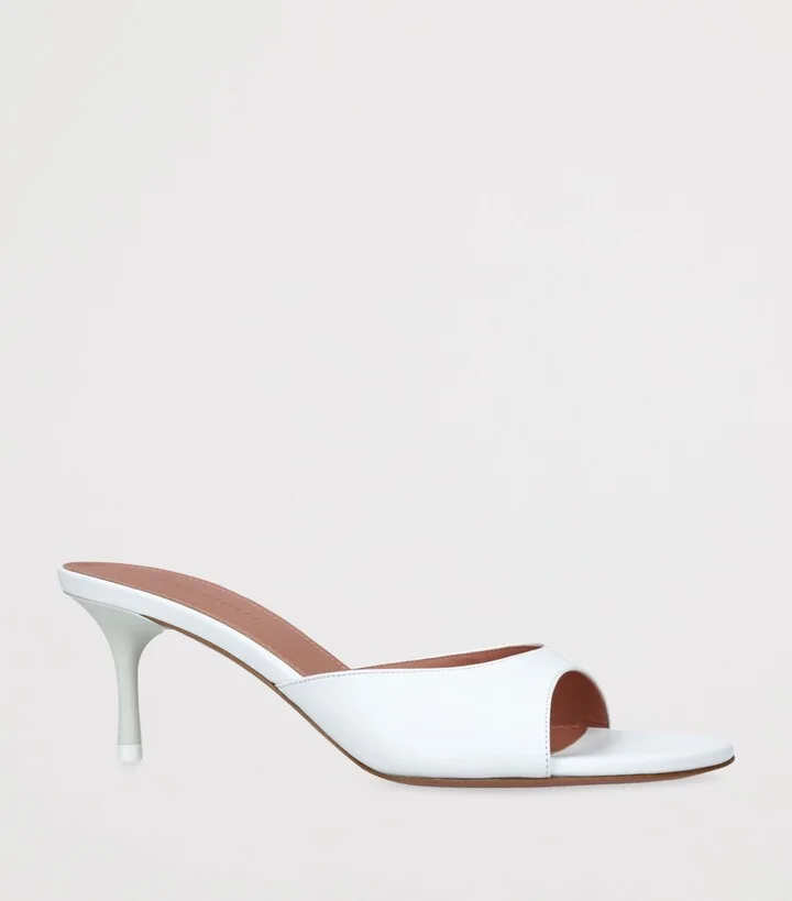 Amina Muaddi Leather Jeanne Heeled Mules 60 - Image 3