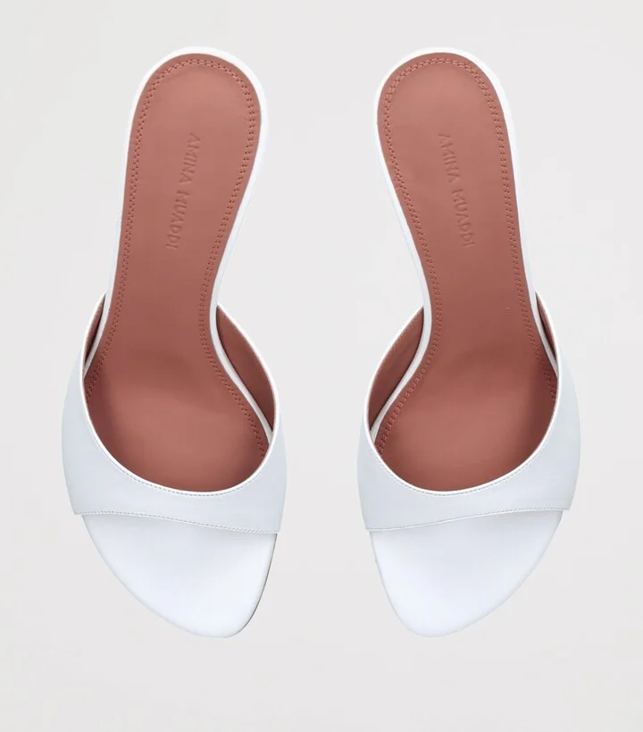 Amina Muaddi Leather Jeanne Heeled Mules 60 - Image 4