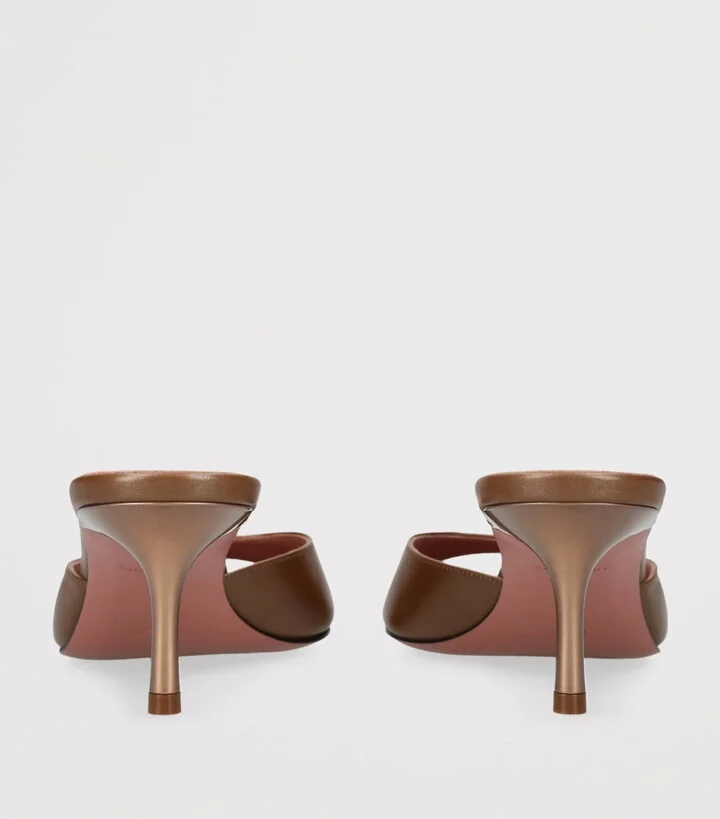 Amina Muaddi Leather Jeanne Heeled Mules 60 - Image 2