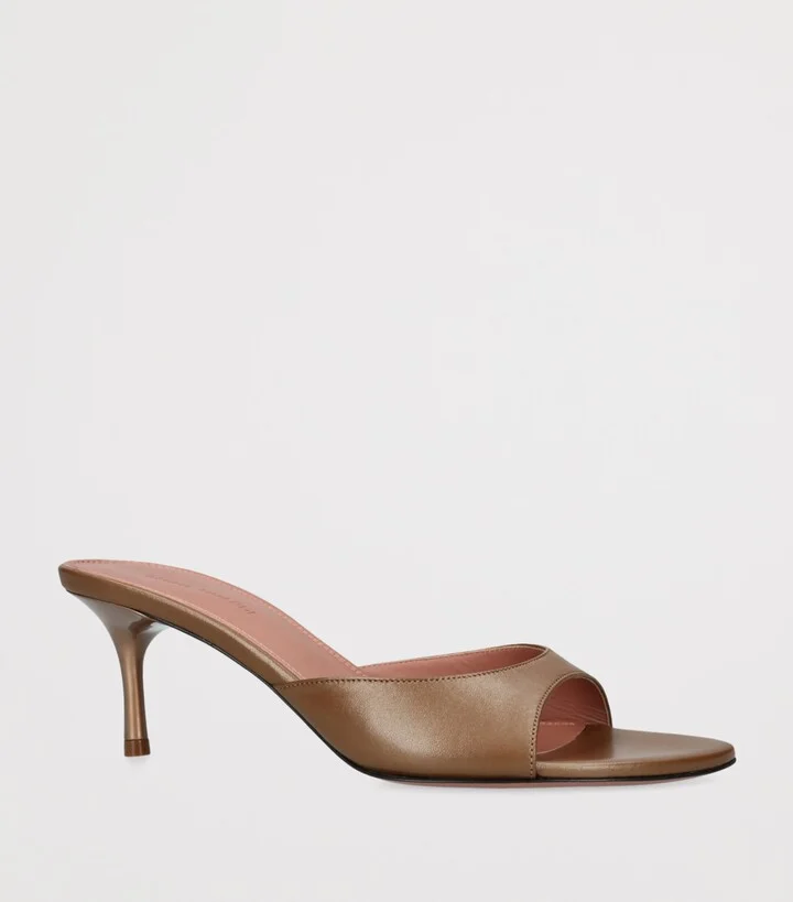 Amina Muaddi Leather Jeanne Heeled Mules 60 - Image 3