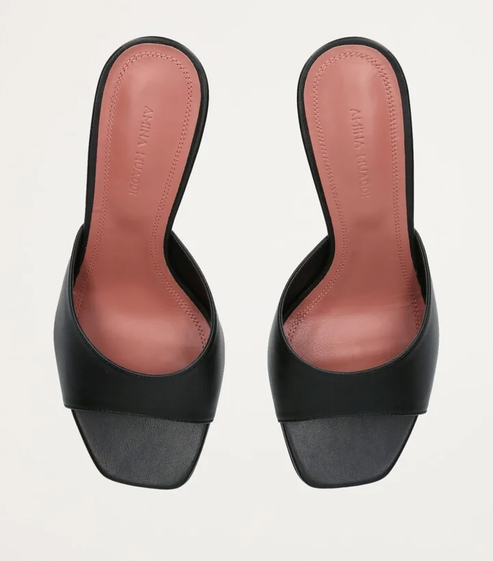 Amina Muaddi Leather Lupita Mules 70 - Image 4