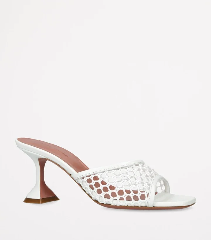 Amina Muaddi Leather Lupita Net Mules 70 - Image 3