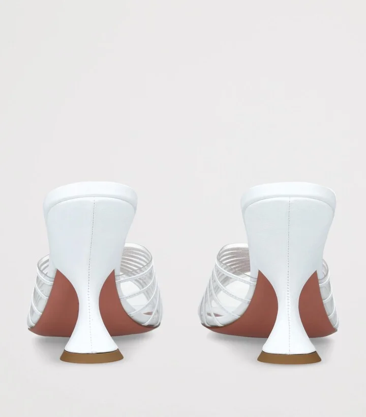 Amina Muaddi Leather Mookie Heeled Mules 90 - Image 2
