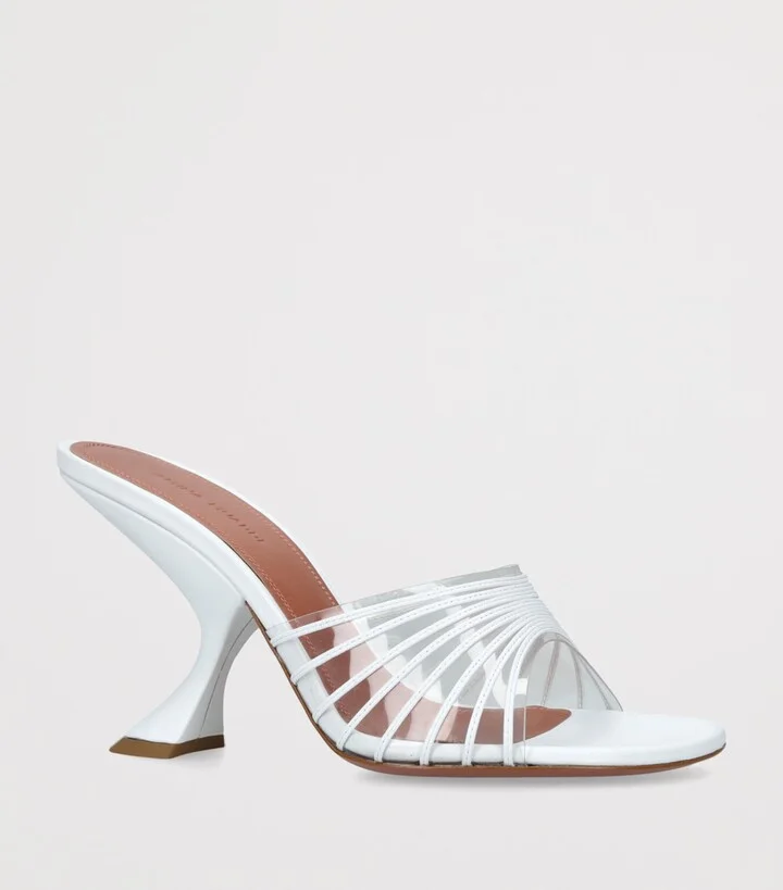 Amina Muaddi Leather Mookie Heeled Mules 90 - Image 3