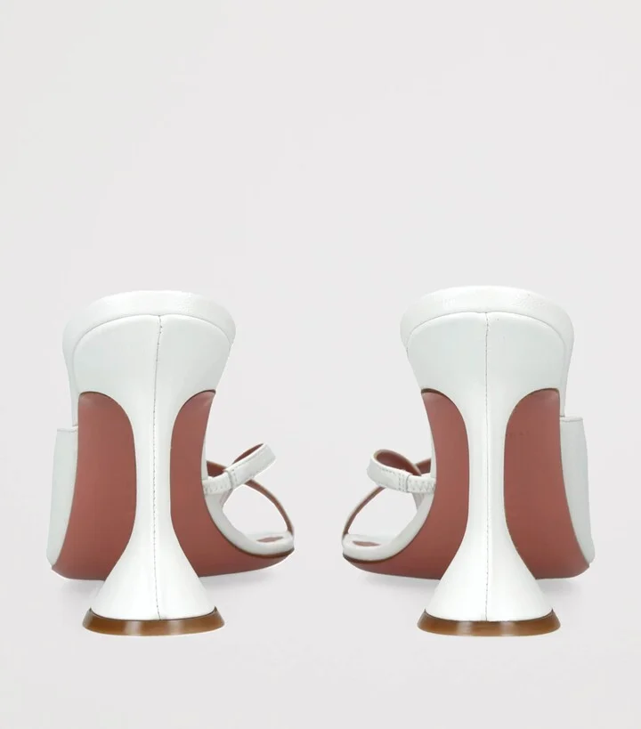 Amina Muaddi Leather Shiona Heeled Mules 95 - Image 2